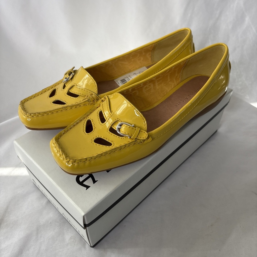 Etienne Aigner E-Helina Women's 8‎ Leather Slip On Shoes Yellow Loafer NEW